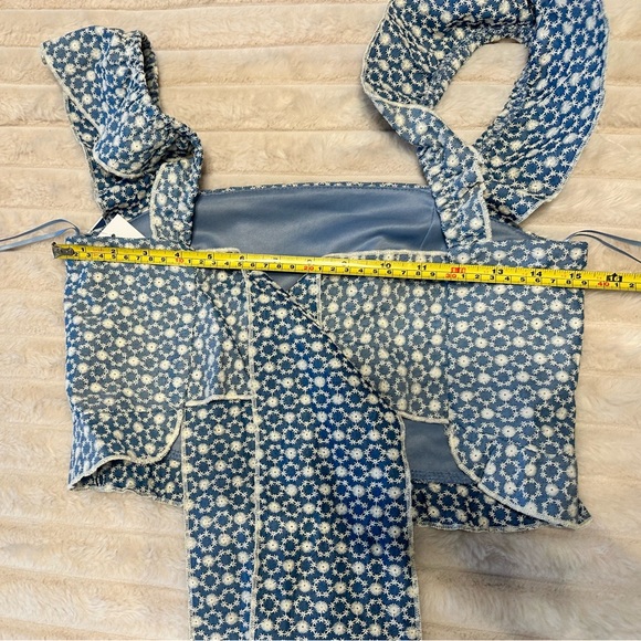 Blue Floral Ruffle Sleeve Top - Picture 8 of 11